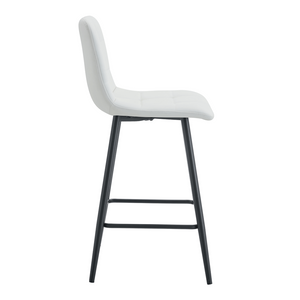 English Elm Modern Pu Leather Quilted Barstool Set of Two with Matte Black Legs for Home Bar W1151P242030