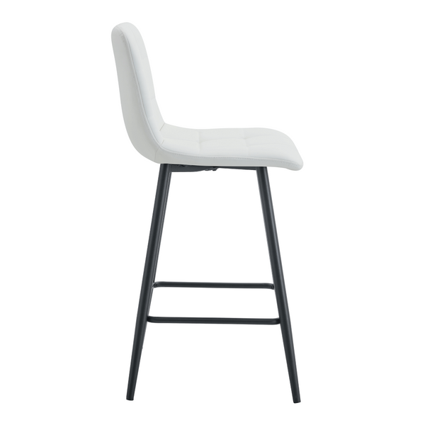 English Elm Modern Pu Leather Quilted Barstool Set of Two with Matte Black Legs for Home Bar W1151P242030
