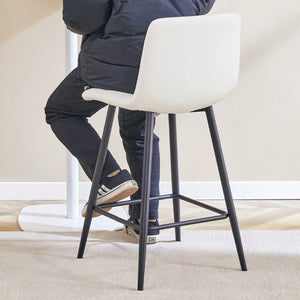 English Elm Modern Pu Leather Quilted Barstool Set of Two with Matte Black Legs for Home Bar W1151P242030