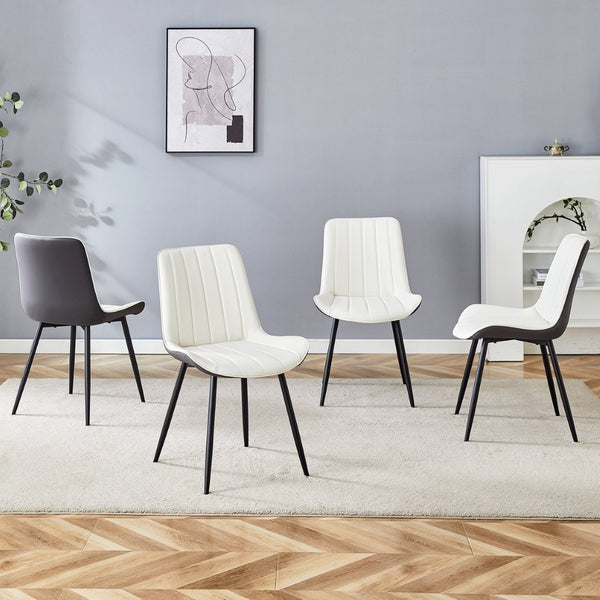 English Elm Extended Comfort Pu Leather Dining Chair Set of Four with Modern Minimalist Design W1151P245711