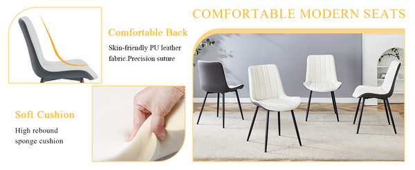 English Elm Extended Comfort Pu Leather Dining Chair Set of Four with Modern Minimalist Design W1151P245711