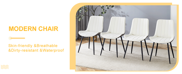 English Elm Extended Comfort Pu Leather Dining Chair Set of Four with Modern Minimalist Design W1151P245711