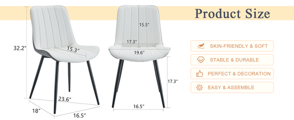 English Elm Extended Comfort Pu Leather Dining Chair Set of Four with Modern Minimalist Design W1151P245711