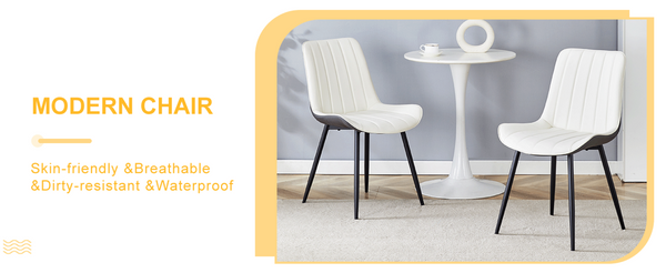 English Elm Extended Comfort Pu Leather Dining Chair Set of Four with Modern Minimalist Design W1151P245711