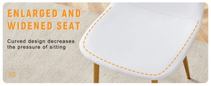 English Elm Luxury Linen Upholstered Dining Chair Set of 4 with Gold Metal Legs Modern Elegance White+Gold W1151P262610