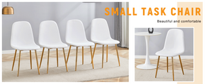 English Elm Luxury Linen Upholstered Dining Chair Set of 4 with Gold Metal Legs Modern Elegance White+Gold W1151P262610