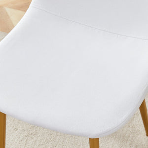 English Elm Luxury Linen Upholstered Dining Chair Set of 4 with Gold Metal Legs Modern Elegance White+Gold W1151P262610