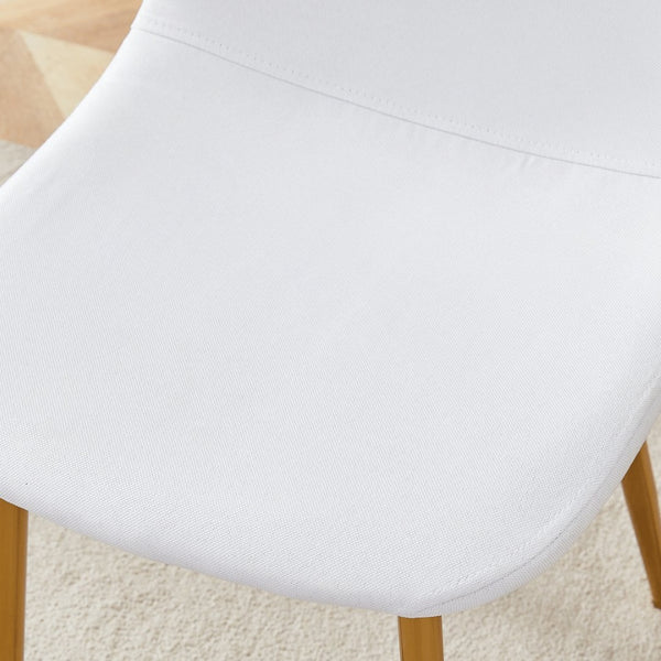 English Elm Luxury Linen Upholstered Dining Chair Set of 4 with Gold Metal Legs Modern Elegance White+Gold W1151P262610