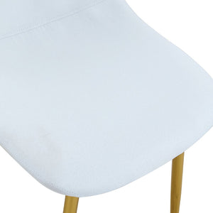 English Elm Luxury Linen Upholstered Dining Chair Set of 4 with Gold Metal Legs Modern Elegance White+Gold W1151P262610