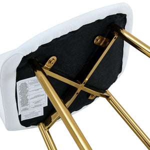 English Elm Luxury Linen Upholstered Dining Chair Set of 4 with Gold Metal Legs Modern Elegance White+Gold W1151P262610