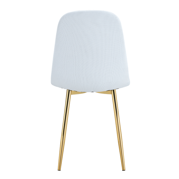 English Elm Luxury Linen Upholstered Dining Chair Set of 4 with Gold Metal Legs Modern Elegance White+Gold W1151P262610