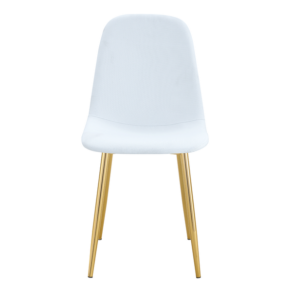 English Elm Luxury Linen Upholstered Dining Chair Set of 4 with Gold Metal Legs Modern Elegance White+Gold W1151P262610