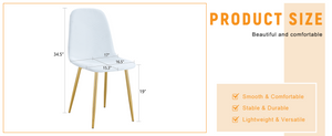 English Elm Luxury Linen Upholstered Dining Chair Set of 4 with Gold Metal Legs Modern Elegance White+Gold W1151P262610