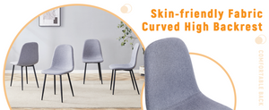 English Elm Luxury Linen Upholstered Dining Chair Set of 4 with Gold Metal Legs Modern Elegance Light Gray+Black W1151P262614