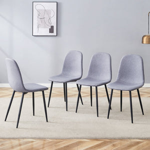 English Elm Luxury Linen Upholstered Dining Chair Set of 4 with Gold Metal Legs Modern Elegance Light Gray+Black W1151P262614
