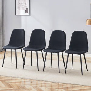 English Elm Luxury Linen Upholstered Dining Chair Set of 4 with Gold Metal Legs Modern Elegance W1151P262623