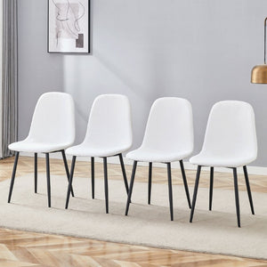 English Elm Luxury Linen Cotton Dining Chair Set of 4 with Sleek Powder Coated Black Metal Legs W1151P262624