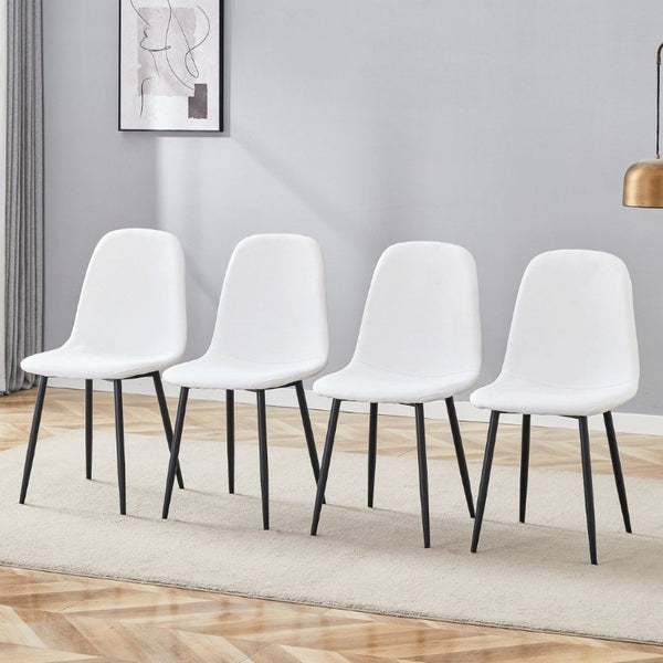 English Elm Luxury Linen Cotton Dining Chair Set of 4 with Sleek Powder Coated Black Metal Legs W1151P262624