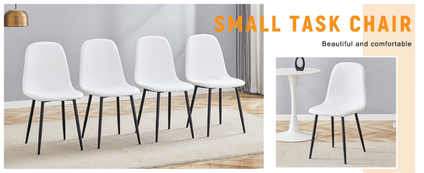 English Elm Luxury Linen Cotton Dining Chair Set of 4 with Sleek Powder Coated Black Metal Legs W1151P262624