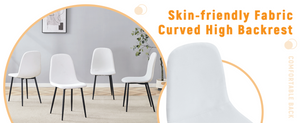 English Elm Luxury Linen Cotton Dining Chair Set of 4 with Sleek Powder Coated Black Metal Legs W1151P262624