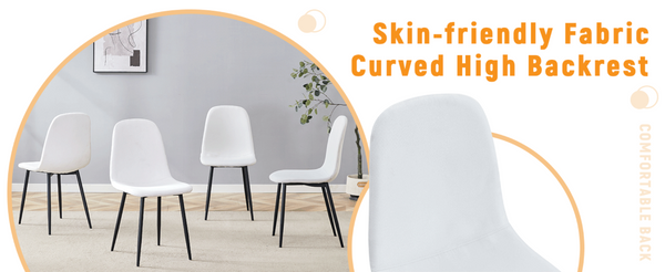 English Elm Luxury Linen Cotton Dining Chair Set of 4 with Sleek Powder Coated Black Metal Legs W1151P262624