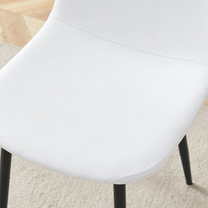 English Elm Luxury Linen Cotton Dining Chair Set of 4 with Sleek Powder Coated Black Metal Legs W1151P262624