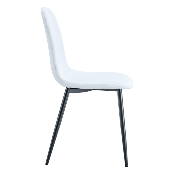English Elm Luxury Linen Cotton Dining Chair Set of 4 with Sleek Powder Coated Black Metal Legs W1151P262624