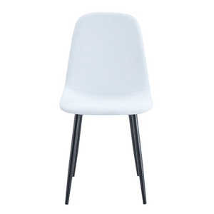 English Elm Luxury Linen Cotton Dining Chair Set of 4 with Sleek Powder Coated Black Metal Legs W1151P262624