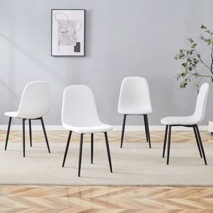 English Elm Luxury Linen Cotton Dining Chair Set of 4 with Sleek Powder Coated Black Metal Legs W1151P262624
