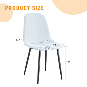 English Elm Luxury Linen Cotton Dining Chair Set of 4 with Sleek Powder Coated Black Metal Legs W1151P262624