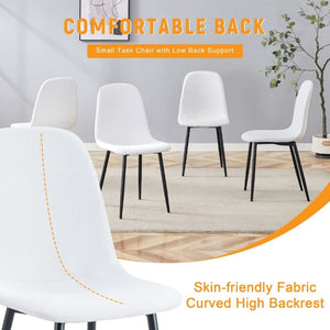 English Elm Luxury Linen Cotton Dining Chair Set of 4 with Sleek Powder Coated Black Metal Legs W1151P262624