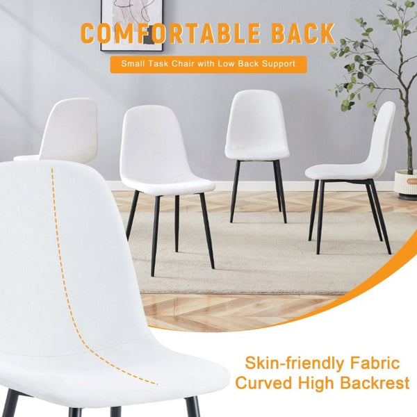English Elm Luxury Linen Cotton Dining Chair Set of 4 with Sleek Powder Coated Black Metal Legs W1151P262624