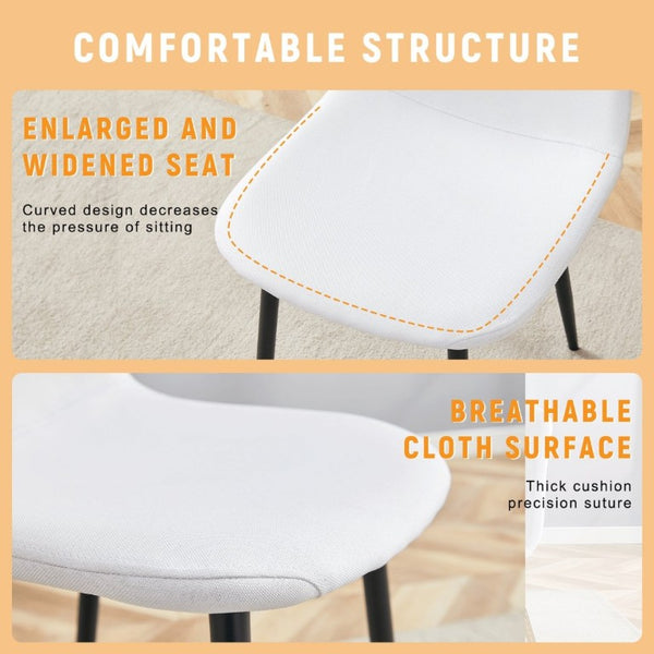 English Elm Luxury Linen Cotton Dining Chair Set of 4 with Sleek Powder Coated Black Metal Legs W1151P262624