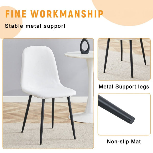 English Elm Luxury Linen Cotton Dining Chair Set of 4 with Sleek Powder Coated Black Metal Legs W1151P262624