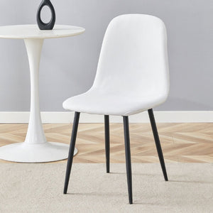 English Elm Luxury Linen Cotton Dining Chair Set of 4 with Sleek Powder Coated Black Metal Legs W1151P262624