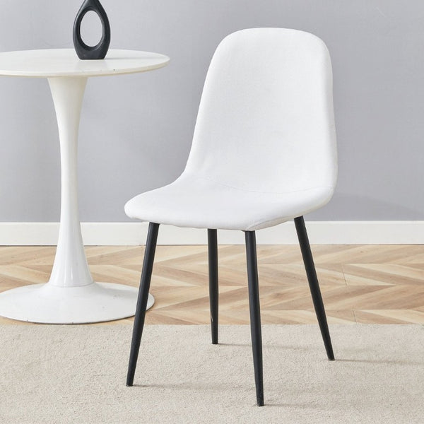 English Elm Luxury Linen Cotton Dining Chair Set of 4 with Sleek Powder Coated Black Metal Legs W1151P262624