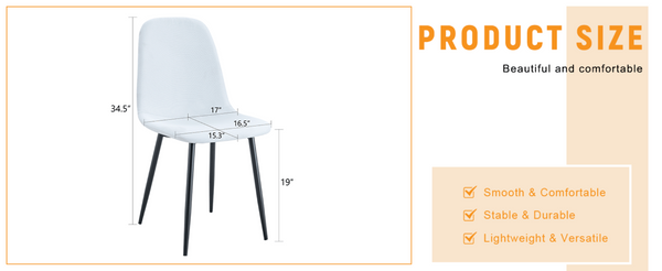 English Elm Luxury Linen Cotton Dining Chair Set of 4 with Sleek Powder Coated Black Metal Legs W1151P262624