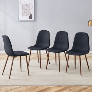 English Elm Luxury Linen Upholstered Dining Chair Set of 4 with Gold Metal Legs Modern Elegance Black+Walnut W1151P262625