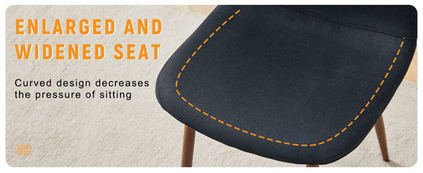 English Elm Luxury Linen Upholstered Dining Chair Set of 4 with Gold Metal Legs Modern Elegance Black+Walnut W1151P262625