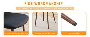 English Elm Luxury Linen Upholstered Dining Chair Set of 4 with Gold Metal Legs Modern Elegance Black+Walnut W1151P262625
