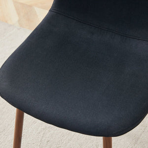 English Elm Luxury Linen Upholstered Dining Chair Set of 4 with Gold Metal Legs Modern Elegance Black+Walnut W1151P262625