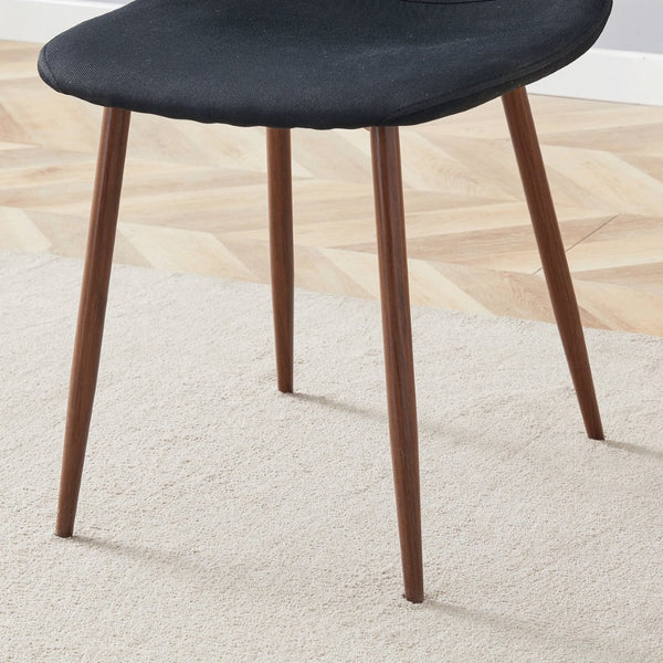 English Elm Luxury Linen Upholstered Dining Chair Set of 4 with Gold Metal Legs Modern Elegance Black+Walnut W1151P262625