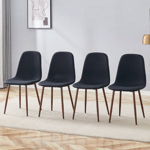 English Elm Luxury Linen Upholstered Dining Chair Set of 4 with Gold Metal Legs Modern Elegance Black+Walnut W1151P262625