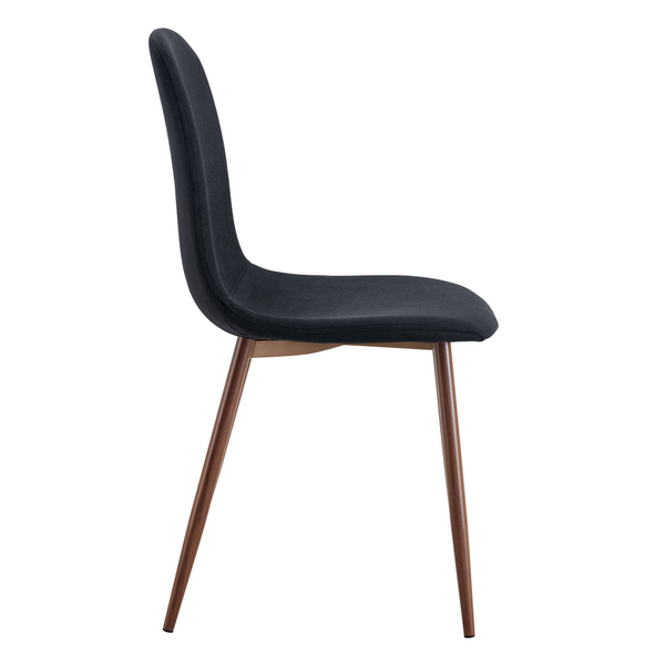 English Elm Luxury Linen Upholstered Dining Chair Set of 4 with Gold Metal Legs Modern Elegance Black+Walnut W1151P262625