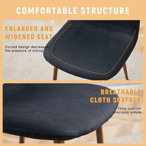 English Elm Luxury Linen Upholstered Dining Chair Set of 4 with Gold Metal Legs Modern Elegance Black+Walnut W1151P262625