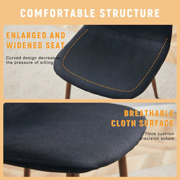 English Elm Luxury Linen Upholstered Dining Chair Set of 4 with Gold Metal Legs Modern Elegance Black+Walnut W1151P262625