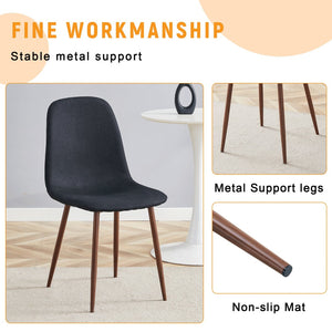 English Elm Luxury Linen Upholstered Dining Chair Set of 4 with Gold Metal Legs Modern Elegance Black+Walnut W1151P262625