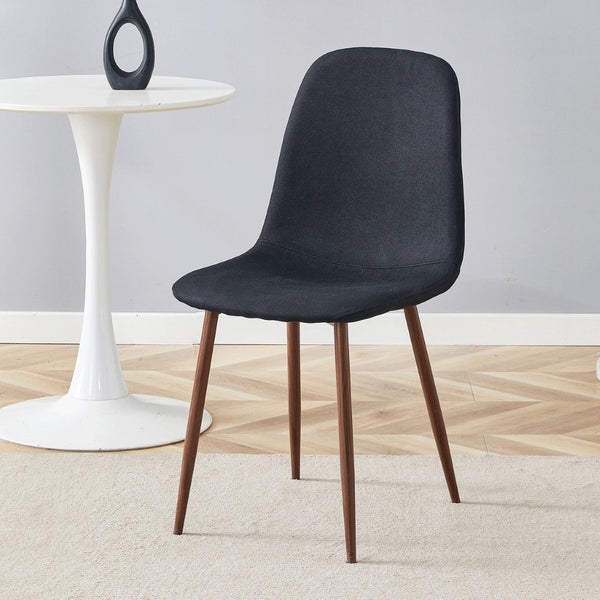 English Elm Luxury Linen Upholstered Dining Chair Set of 4 with Gold Metal Legs Modern Elegance Black+Walnut W1151P262625
