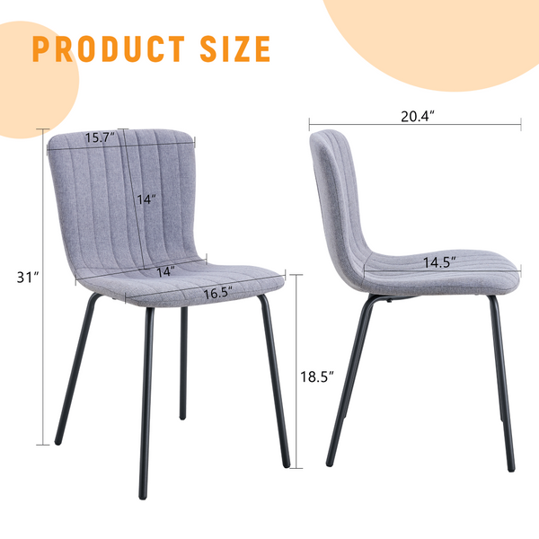 English Elm Luxury Molded Dining Chair Set of 4 with Powder Coated Black Metal Legs Modern W1151P262796