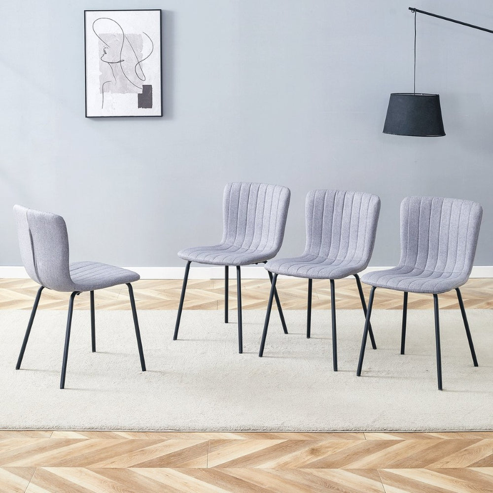 English Elm Luxury Molded Dining Chair Set of 4 with Powder Coated Black Metal Legs Modern W1151P262796